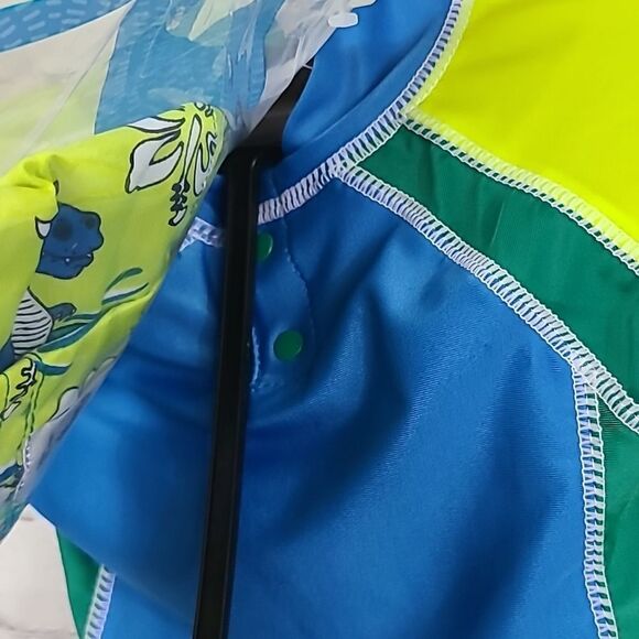 NWT UV Skins Rashguard + Bucket Hat 12/18M Blue Surf-A-Saurus Dino Swim UPF 50+ - Picture 5 of 11